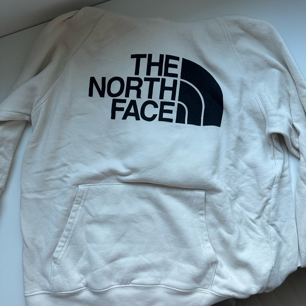 The North Face Cream Hoodie with Black Logo